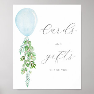 Affiche Cartes et enseigne-cadeau Baby shower Bleu Balloon