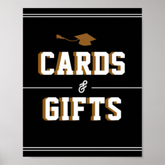 Affiche Cartes et faveurs noires de remise des diplômes de