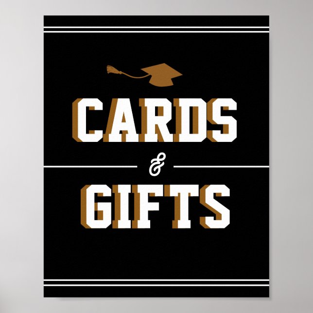 Affiche Cartes et faveurs noires de remise des diplômes de (Devant)