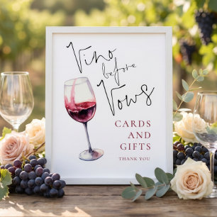 Affiche Cartes et pancarte de cadeaux Vino Before Vows pou