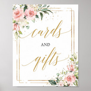 Affiche Cartes et signes cadeaux Boho rose floral rose