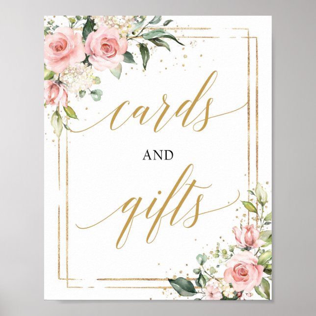 Affiche Cartes et signes cadeaux Boho rose floral rose (Devant)