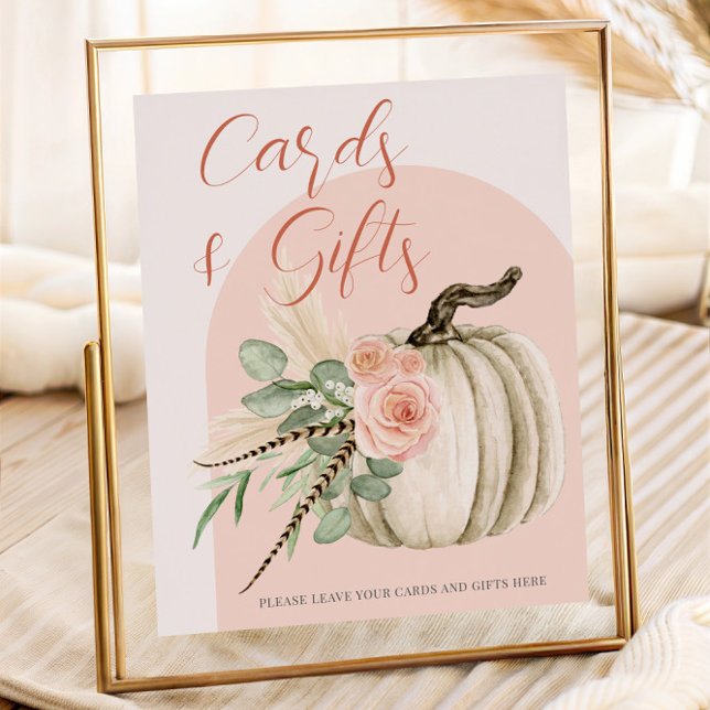 Affiche Cartes et table de cadeaux de citrouille aquarelle (Créateur téléchargé)