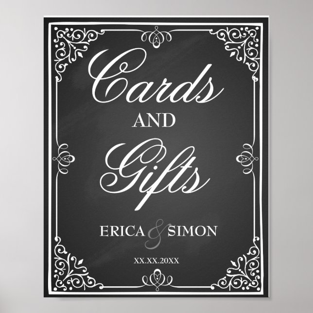 Affiche Cartes et table de cadeaux de mariage (Devant)