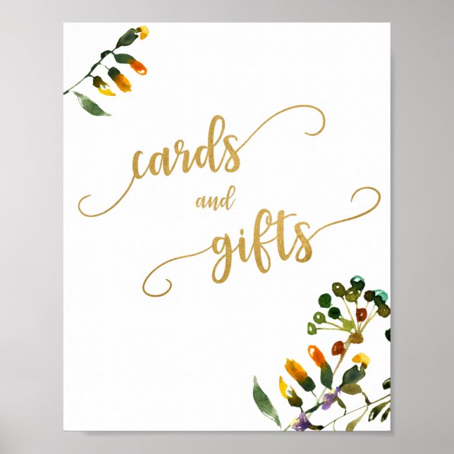 Affiche Cartes fleurs sauvages et signes cadeaux (Devant)