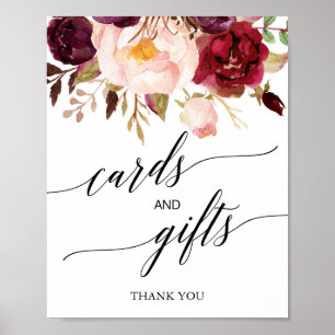 Affiche Cartes Florales et Étiquette Cadeau à Calligraphie