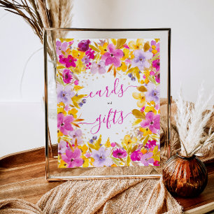 Affiche Cartes florales violettes modernes Boho cadeaux nu