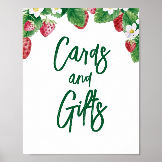 Affiche Cartes-fraises d'été Baby shower cadeaux (Devant)