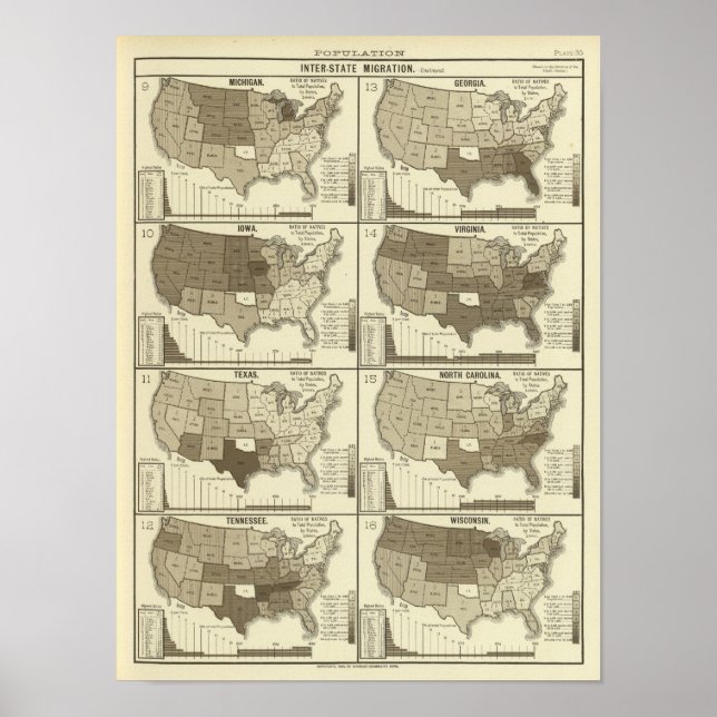 Affiche Cartes lithographiques statistiques des États-Unis (Devant)