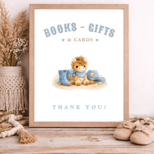 Affiche Cartes Livres Cadeaux Baby Shower Petit Cowboy Ble