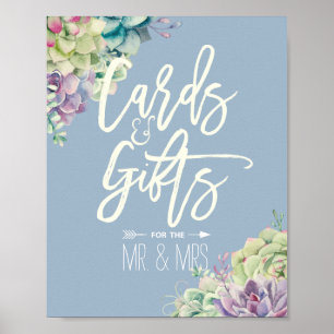 Affiche Cartes mariages et cadeaux Aquarelle Succulents