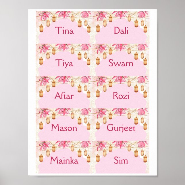 Affiche Cartes modèle rose (Devant)