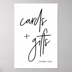 Affiche Cartes modernes en noir et blanc + Symbole Mariage