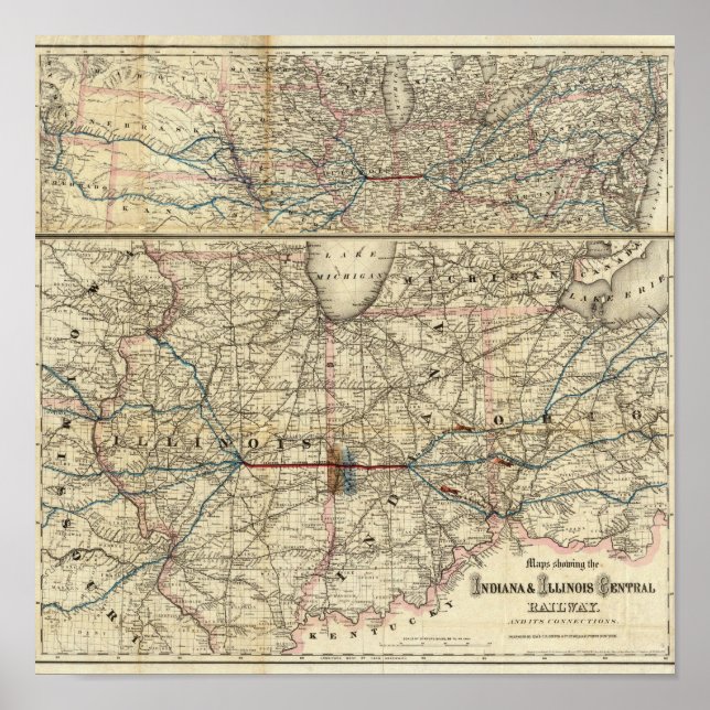 Affiche Cartes montrant l'Indiana (Devant)