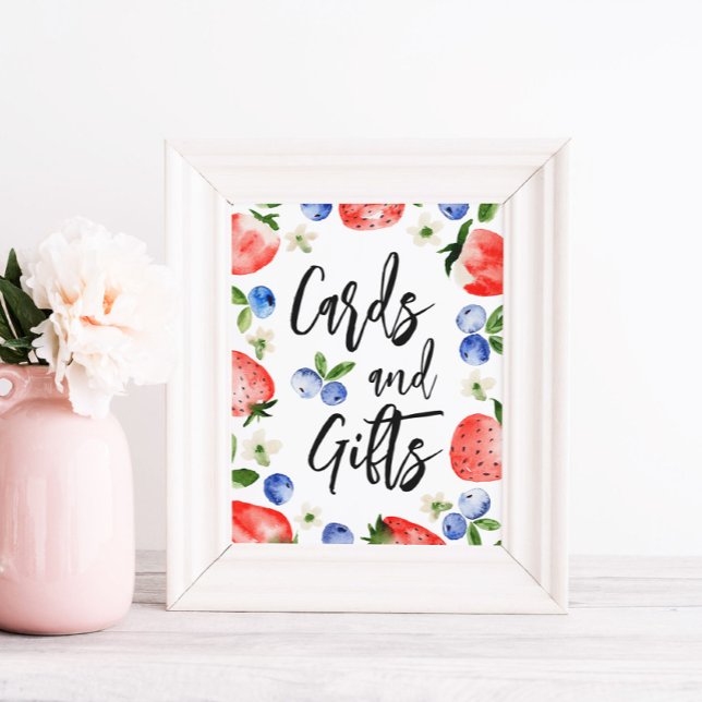 Affiche Cartes Panneau Baby shower aux bleuets fraises (Créateur téléchargé)