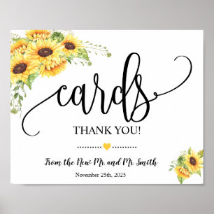Affiche Cartes signe douche réception de mariage tournesol