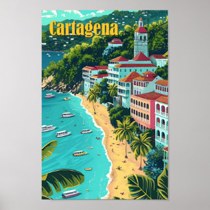 Affiche Carthagène Colombie Illustration de voyage d'art V