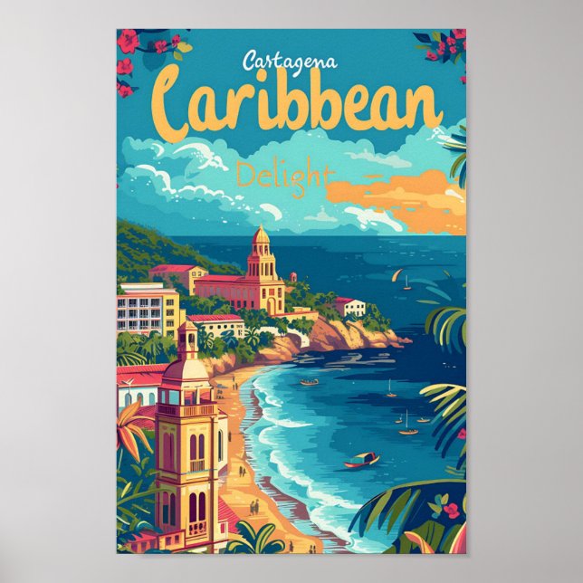 Affiche Carthagène Colombie Illustration de voyage d'art V (Devant)