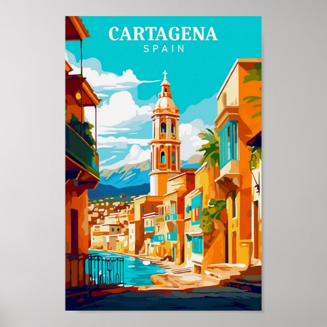 Affiche Carthagène Espagne Art Vintage Illustration de voy (Devant)