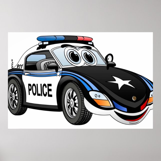 Affiche Cartographie de voiture sport de police (Devant)