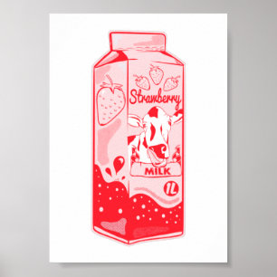 Affiche Carton de lait de fraise