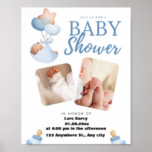Affiche carton d'invitation de baby shower aquarelle