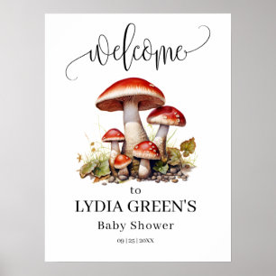 Affiche Carton d'invitation pour Baby Shower Champignon, B