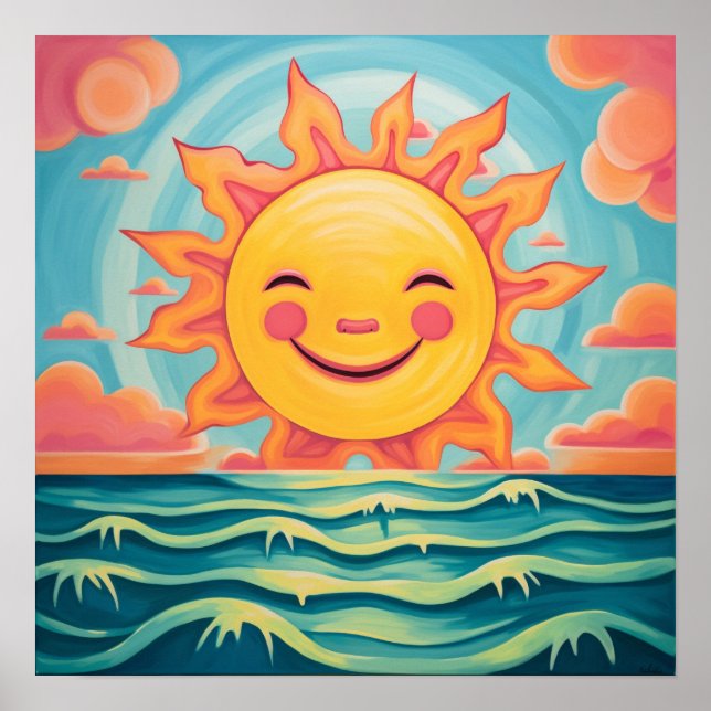 Affiche Carton mignon Soleil Soleil Océan (Devant)