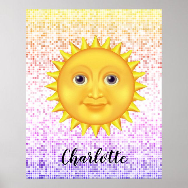 Affiche Carton mignon Soleil souriant avec Bumblebee doux (Devant)
