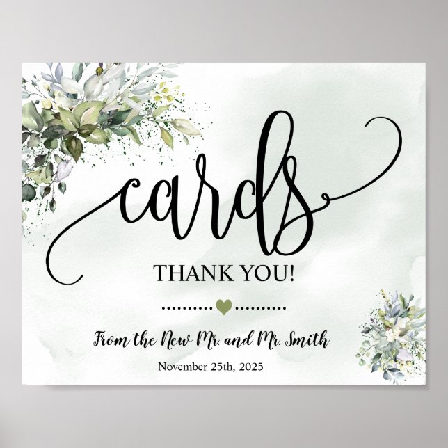 Affiche Carton pancarte douche mariage eucalyptus (Devant)