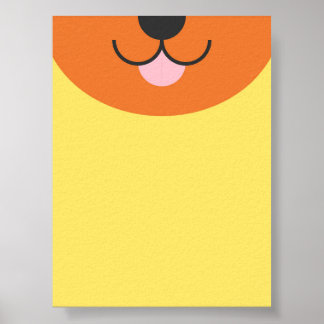 Affiche Cartoon à demi-visage de chien - Jouer 2D plat