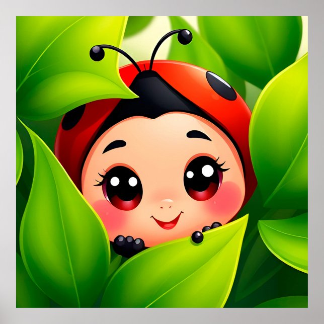Affiche Cartoon adorable Ladybug (Devant)