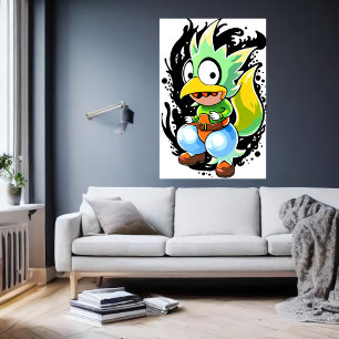 Affiche Cartoon alien oiseau créature   Art AI
