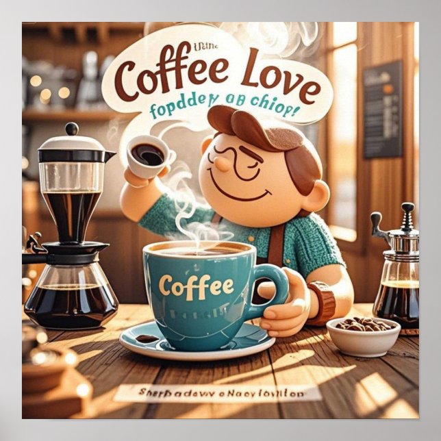 Affiche Cartoon chaleureux café confortable style amateur  (Devant)