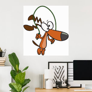 Affiche Cartoon Chien Brown sautant