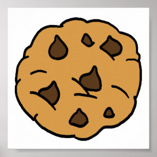 Affiche Cartoon Clipart HUGE Chocolate Chip Cookie Dessert