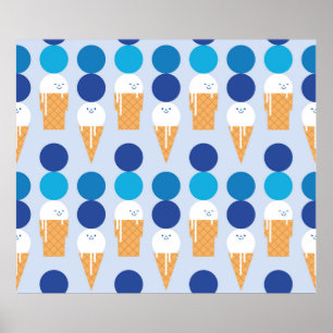 Affiche Cartoon crème glacée mignonne design motif sans co