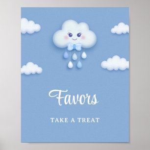 Affiche Cartoon duvet blanc nuage neuf bleu garçon faveurs