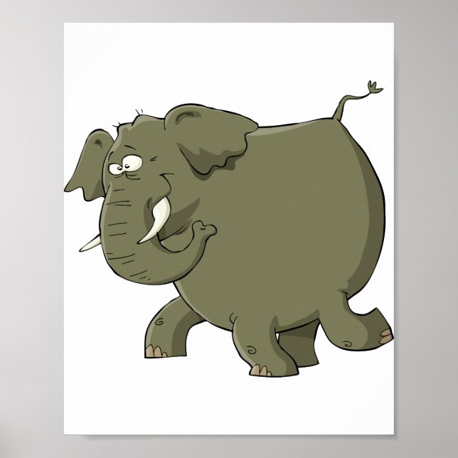 Affiche Cartoon Elephant Grey Animal (Devant)