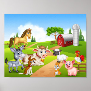 Affiche Cartoon farm animals