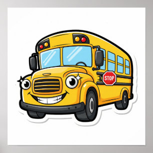 Affiche Cartoon Happy School Bus