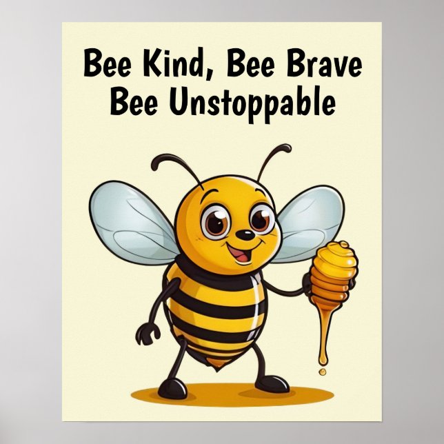 Affiche Cartoon Honey Bee Personnalisé (Devant)