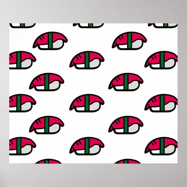 Affiche Cartoon Kawaii Sushi, Fish Rice & Seaweed (Devant)
