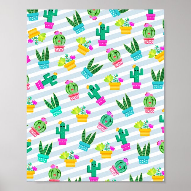 Affiche Cartoon Kawaii tendance Cactus & Succulents (Devant)