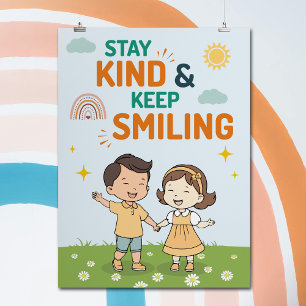 Affiche Cartoon Kindness Smile Citation Inspirationnelle N