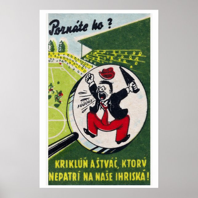 Affiche Cartoon Man Shouting Czechoslovakia Mid-Century (Devant)