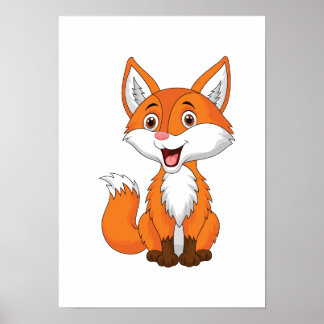 Affiche Cartoon mignonne Fox Digital Imprimable Poster&Sti
