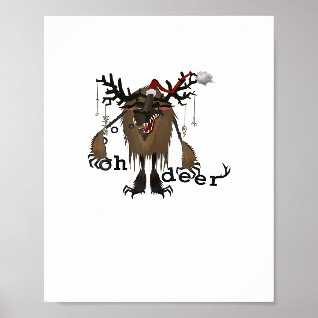 Affiche Cartoon Oh Deer Funny Reindeer Holiday Gamer Gift  (Devant)