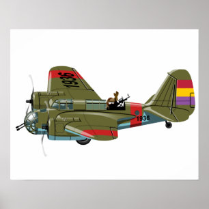 Affiche Cartoon retro bomber