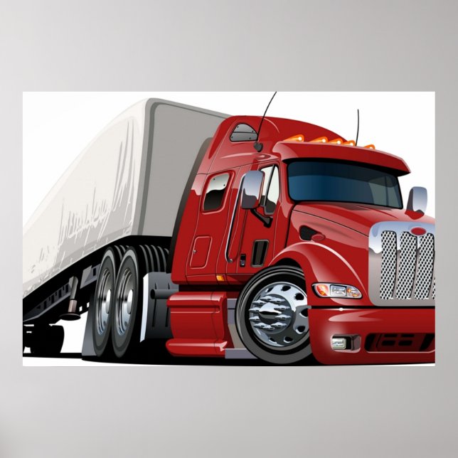 Affiche Cartoon semi truck (Devant)